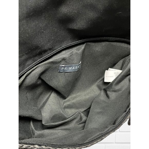 Primark Purse Raffia Macrame Shoulder Strap Crossbody Bag Black Woven - Picture 8 of 11